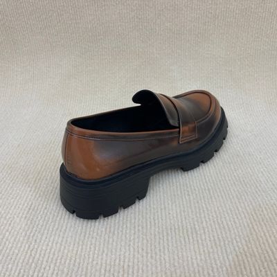 Microfiber Brown Platform Loafers Women Casual Leather Platform Loafers