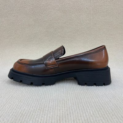 Microfiber Brown Platform Loafers Women Casual Leather Platform Loafers