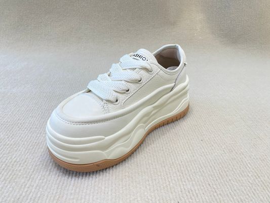 Women white espadrilles sneakers in summer autumn with authentic leather and casual