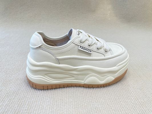 Women white espadrilles sneakers in summer autumn with authentic leather and casual