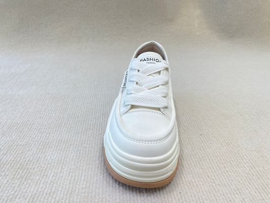 Women white espadrilles sneakers in summer autumn with authentic leather and casual