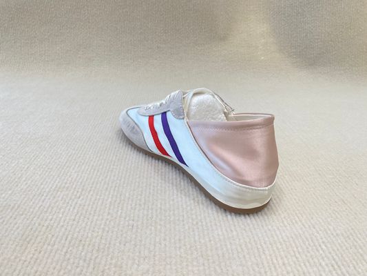Women casual comfort sneakers satin shoes lace-up breathable with leather and low cut