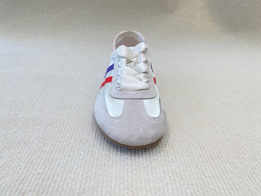 Women casual comfort sneakers satin shoes lace-up breathable with leather and low cut