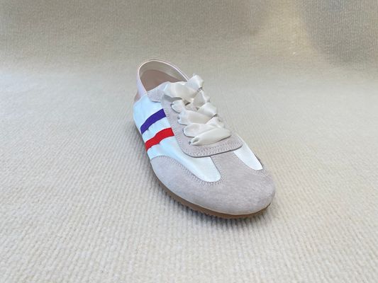 Women casual comfort sneakers satin shoes lace-up breathable with leather and low cut