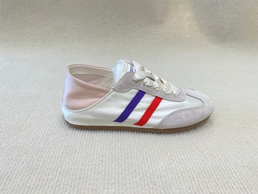 Women casual comfort sneakers satin shoes lace-up breathable with leather and low cut
