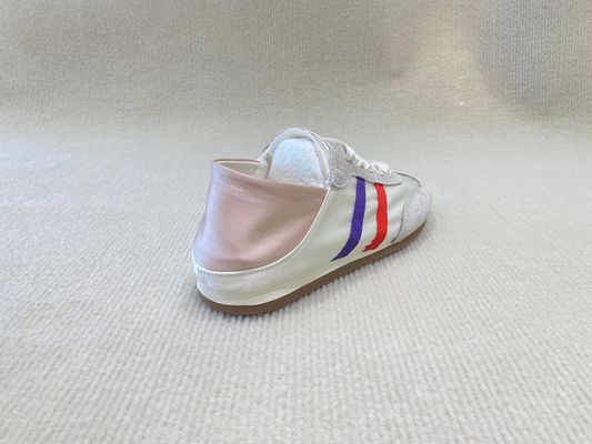 Women casual comfort sneakers satin shoes lace-up breathable with leather and low cut