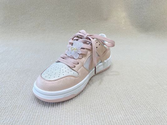 Women leather platform fashion sneakers with printing flowers