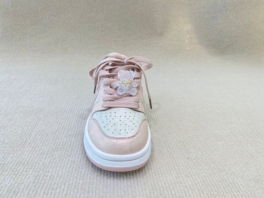 Women leather platform fashion sneakers with printing flowers