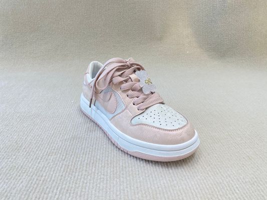Women leather platform fashion sneakers with printing flowers