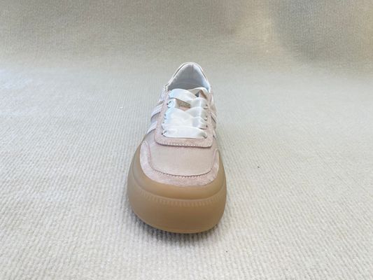 Women casual satin espadrilles sneakers with geneiun leather soft-soled and silk ribbon