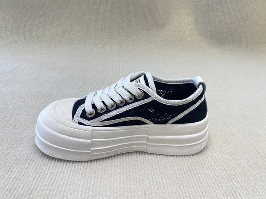 Women black and white sneakers with breathable mesh and mid top