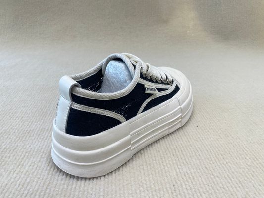 Women black and white sneakers with breathable mesh and mid top