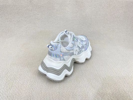 Silver Lace Pearl Women Sneakers Mesh Turbo Shoes Casual And Running