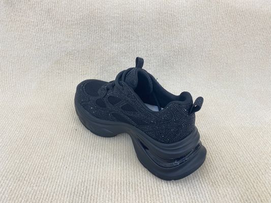 Comfort Black Rhinestone Sneakers Breathable Upper Blinged Out Sneakers