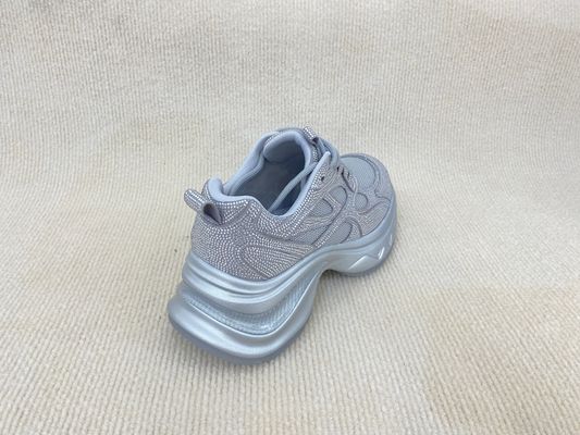 Women fashion walking shoes with bling rhinestone breathable upper grey