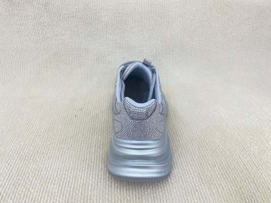 Women fashion walking shoes with bling rhinestone breathable upper grey