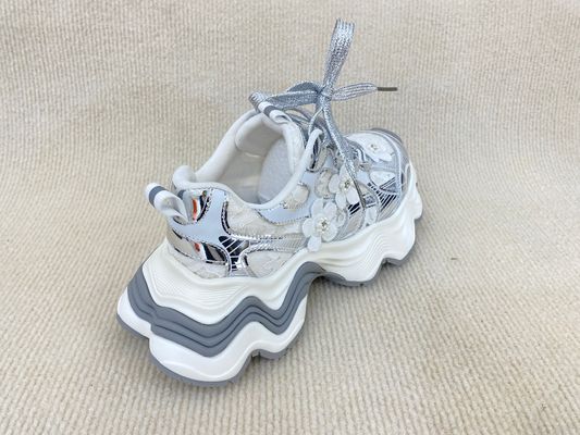 Heightening Silver Casual Sneakers Thick Bottom Soft Comfortable Trainers