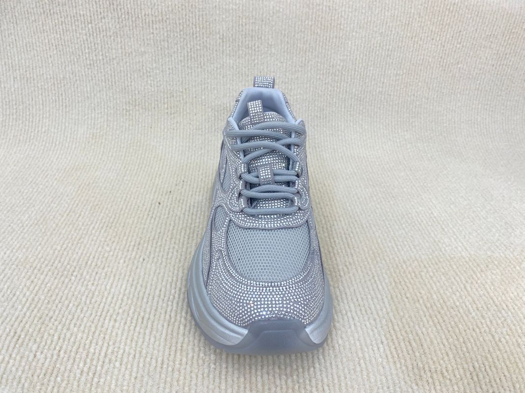 Women fashion walking shoes with bling rhinestone breathable upper grey