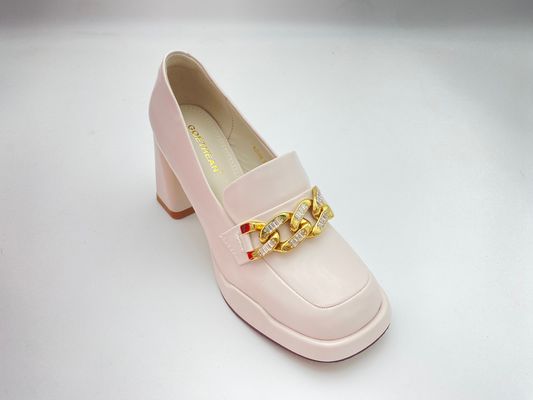 Mulheres de saltos altos brancos com sola espessa e fácil de tirar verão para a senhora